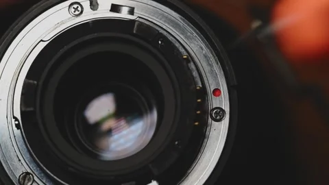 Close Up of Camera Lens Mount and Aperture Ring Stock Footage 345505856