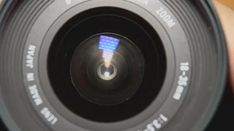 Close Up of Camera Lens Mount and Aperture Ring Stock Footage 345505998