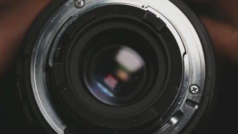 Close Up of Camera Lens Mount and Aperture Ring Stock Footage 345506020