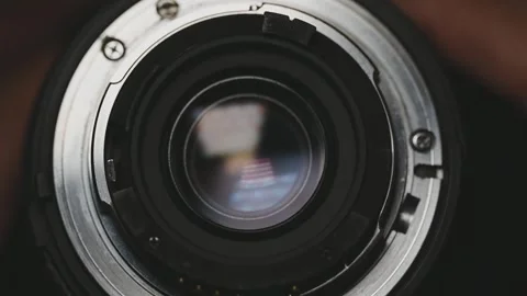 Close Up of Camera Lens Mount and Aperture Ring Vidéo 345506037