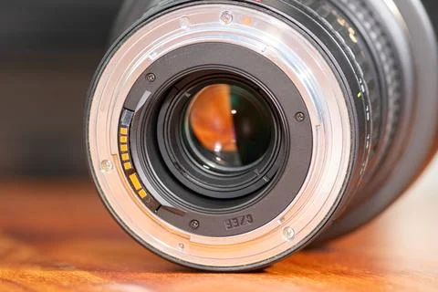 Close-Up of Camera Lens Mount Displaying Details and Connections Foto stock