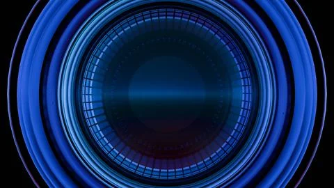 A close-up of a camera lens with multi-colored light painting effects, creati Stock Illustration