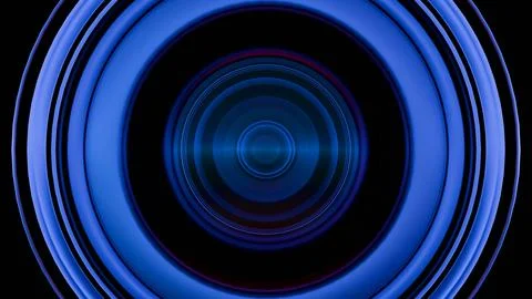 A close-up of a camera lens with multi-colored light painting effects, creati Stock Illustration
