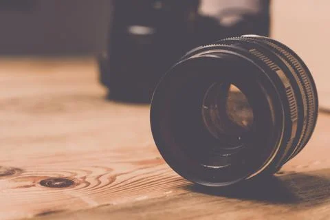 Close up of a camera a lens Stock Photos