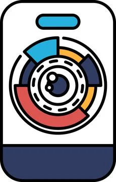 A close up of a camera lens with a red, blue and yellow circle in the middle Stock Illustration