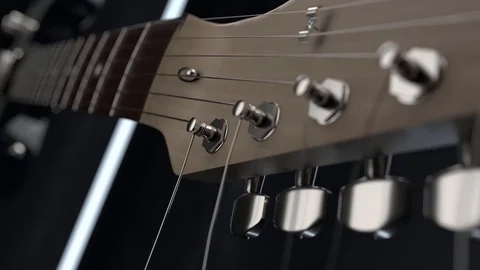Close camera movement on electric guitar neck Stock Footage 97393401