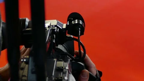Close up Camera working On a red background Stock-Footage 73623029