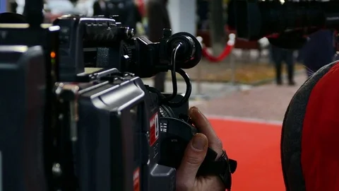 Close up Camera working. Takes off the red carpet Stock Footage 73623208