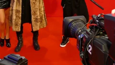 Close up Camera working. Takes off the red carpet Stock Footage 73624031