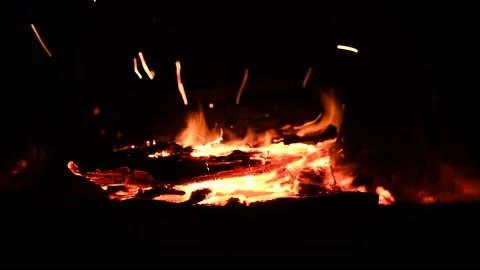 Close up of a camp fire, fire flames Stock Footage 168461515