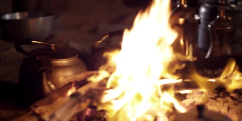 Close-up of a camp fire at night. Stock Footage 46870777