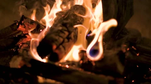 Close-up of camp fire at night Stock Footage 132741088
