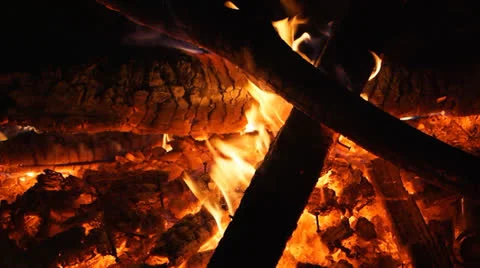 Close up of Campfire burning at night Stock Footage 23140435