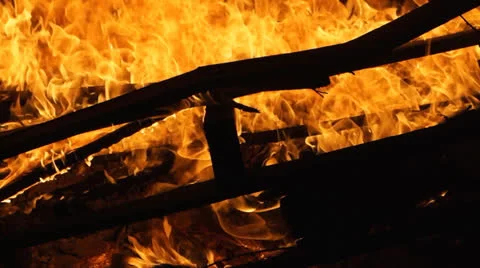 Close up of Campfire burning at night Stock Footage 23144976