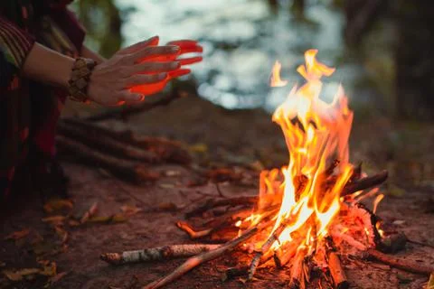 Close up campfire concept photo Stock Photos