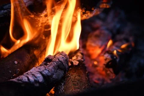 Close up campfire at evening Stock Photos