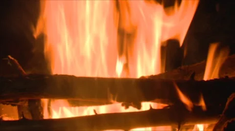 Close up Of Campfire  In The Night Stock Footage 55203559