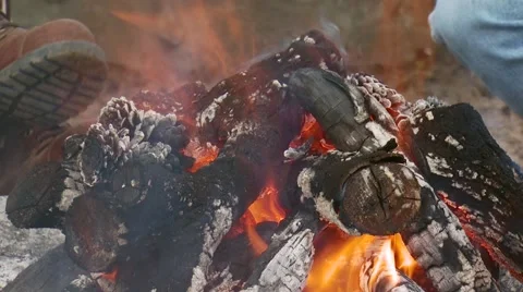 Close-up of campfire in ranch Stock Footage 54591618