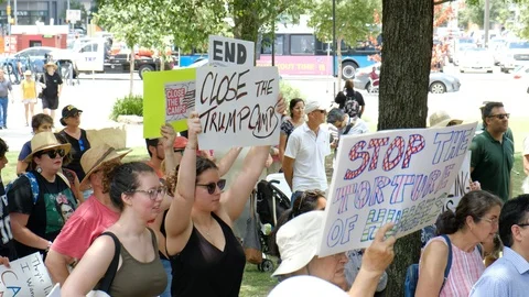 Close the camps protest in Austin, Texas Video stock 111724266