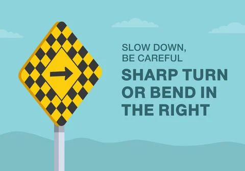 Close-up of canadian "road suddenly changes direction" sign meaning. Sharp turn Stock Illustration