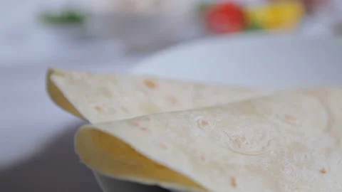 Close up canai or prata bread serve with curry, rotation plate Stock Footage 130852612