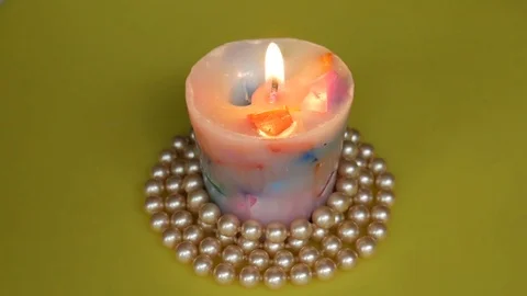 Close-up of candle burning, smoldering and extinct Stock Footage 72228232