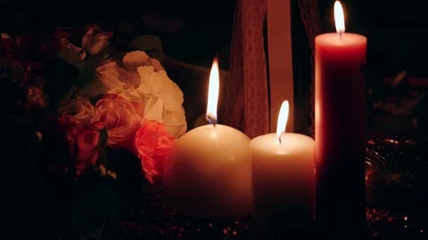 Close-up of a candle. Especially good for spa. Black Background Vídeos de archivo 81540382