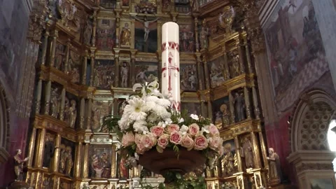 Close Up of Candle Inside Monastery Church in Granada Spain Stock Footage 335942538