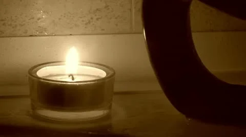 Close-up of candle on sauna Stock Footage 10880942
