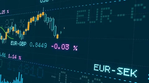 Close up candle stick chart with global currency exchange rates. Stock Footage 278401658