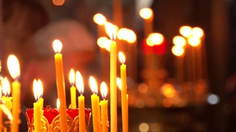 Close up of candle in the temple. Video stock 316516055
