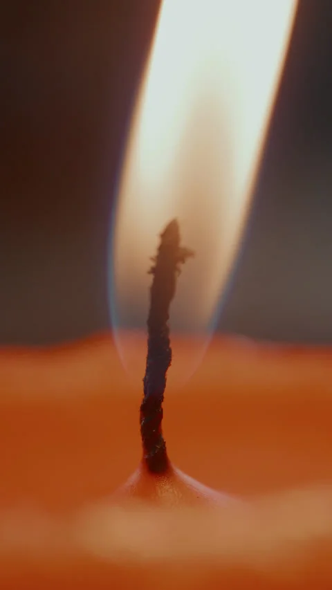 Close Up of Candle Wick Catching Fire from Matchstick and Burning Stock Footage 326214948