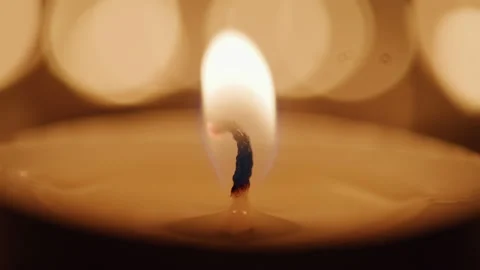 Close-up of Candle Wick Flickering Stock Footage 208796243