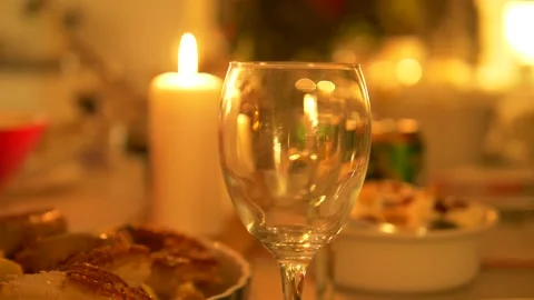 Close up - Candlelight dinner, Christmas 스톡 동영상 145855087