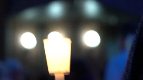 Close up of candles burning at vigil Stock Footage 105834529