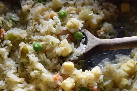 Close up on Cantonese rice. Stock Photos