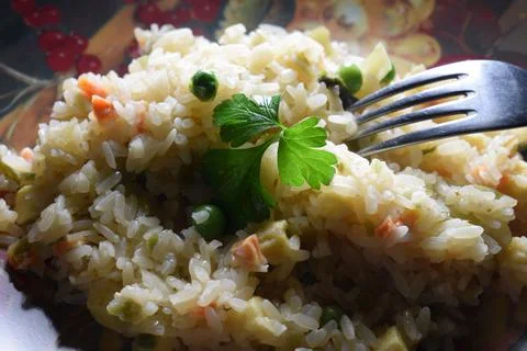 Close up on Cantonese rice. Stock Photos