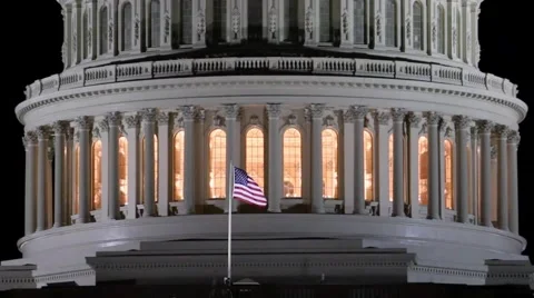 Close-Up of Capitol Building Dome at Night Stock Footage 59173318