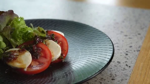 Close up of caprese on plate. Stock Footage 125092208
