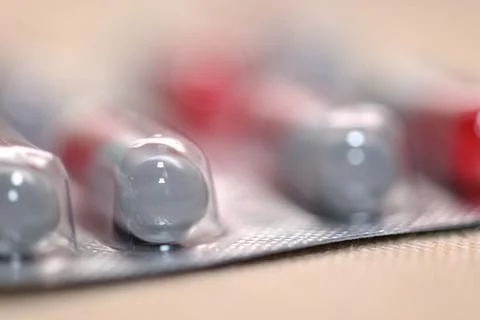 Close-Up of Capsules in Blister Pack Stock Photos
