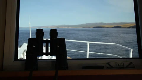 Close-up in the captain's cabin on the ship in the summer Video stock 95941633