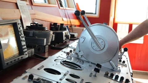 Close-up in the captain's cabin on the ship in the summer Stock Footage 95941681