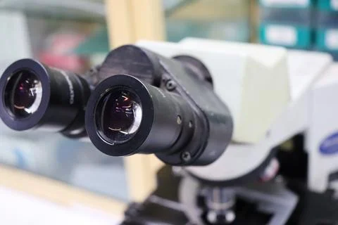 Close-up capture of microscope Eyepiece Stock Photos