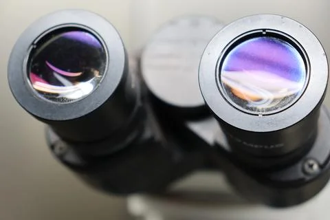 Close-up capture of microscope microscope eyepiece Stock Photos