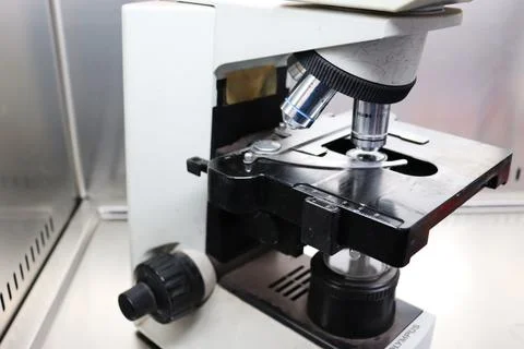 Close-up capture of microscope objective lenses Stock Photos