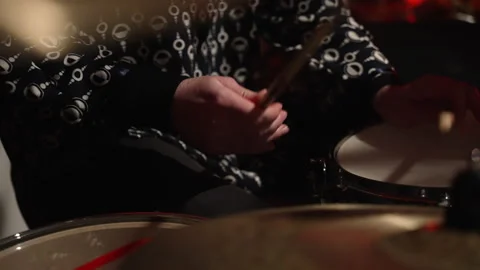 A close-up captures the drummer's hands in action Video stock 315243765