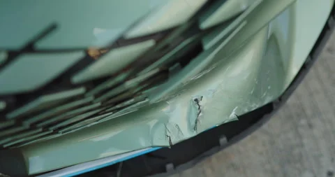 Close-up of car damage after a traffic collision Stock Footage 327134555