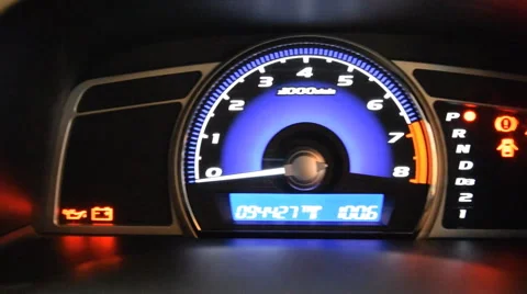 Close up of car dashboard and Odometer. (panning) Stock Footage 49766935