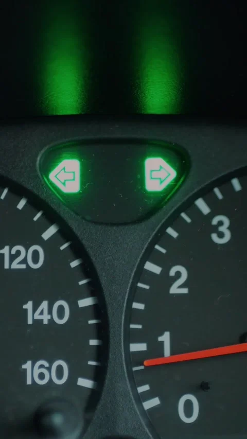 Close-up of car dashboard with illuminated green turn... Stock Footage 344455320