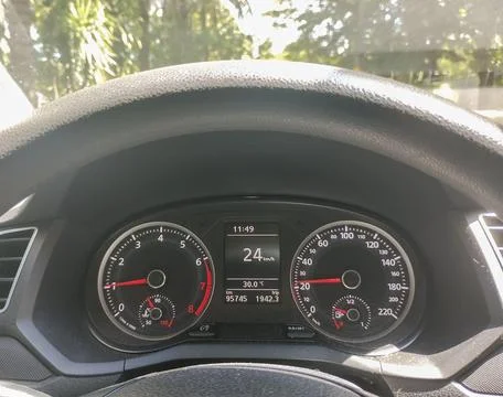 Close up of car dashboard with its indicators Stock Photos